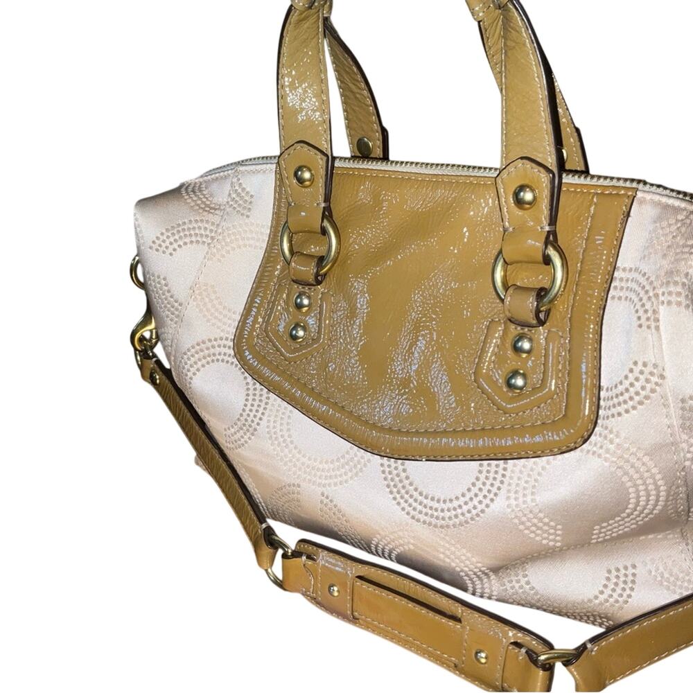 Coach Ashley Dotted Op Art Sateen Satchel Cream Patent Y2K F20027 coquette glam - Picture 11 of 15